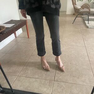 MOTHER Dark Grey Cropped Straight-Leg Jeans